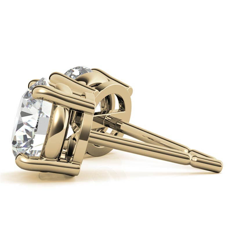 2.00 CTW AGI Certified Lab Grown Diamond (G-VS) Stud Earrings in 14K White or Yellow Gold