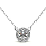 2.00 CTW AGI Certified Round Brilliant Lab Grown Diamond Bezel Pendant in 14K White or Yellow Gold