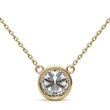 3.00 CTW AGI Certified Round Brilliant Lab Grown Diamond Bezel Pendant in 14K White or Yellow Gold