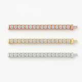 Set of Three 6ctw Created Moissanite Tennis Bracelets – 3mm Stones – 14K Gold Overlay in White, Yellow & Rose Gold