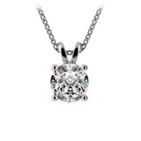AGI Certified 2.00 CTW Prong Set Round Lab Grown Solitaire Diamond Pendant (G-VS) in 14K White or Yellow Gold