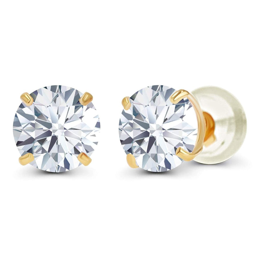 1.60 CTW Genuine Certified Moissanite Stud Earrings in Solid 14K White or Yellow Gold