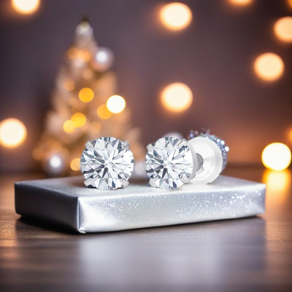 2.00 CTW Lab-Grown Diamond Stud Earrings – E Color VS Clarity in Solid 14K Gold (AGI Certified)