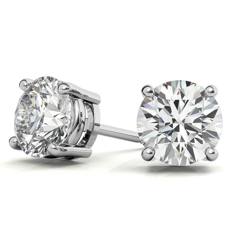 2.50 CTW AGI Certified Lab Grown Round Diamond Stud Earrings in 14K White or Yellow Gold (G/VS)